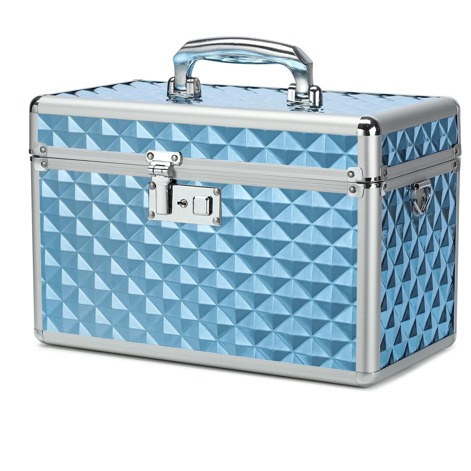 Caja de medicamentos con cerradura, caja vacía de primeros auxilios, caja de seguridad, caja versátil con cerradura para el hogar y al aire libre (azul, grande)