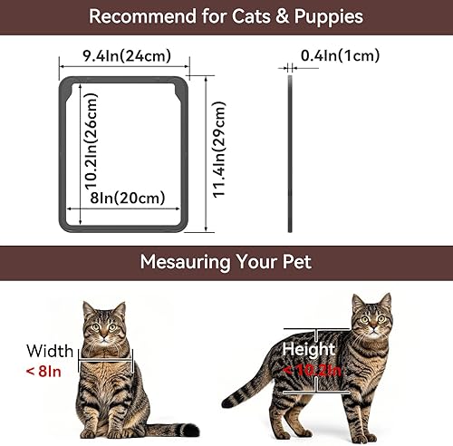 Miniatura 4 de PETLESO Puerta pequeña para perro para puerta mosquitera, puerta de gato de 8 x 10 pulgadas, solapa magnética de cierre automático, puerta