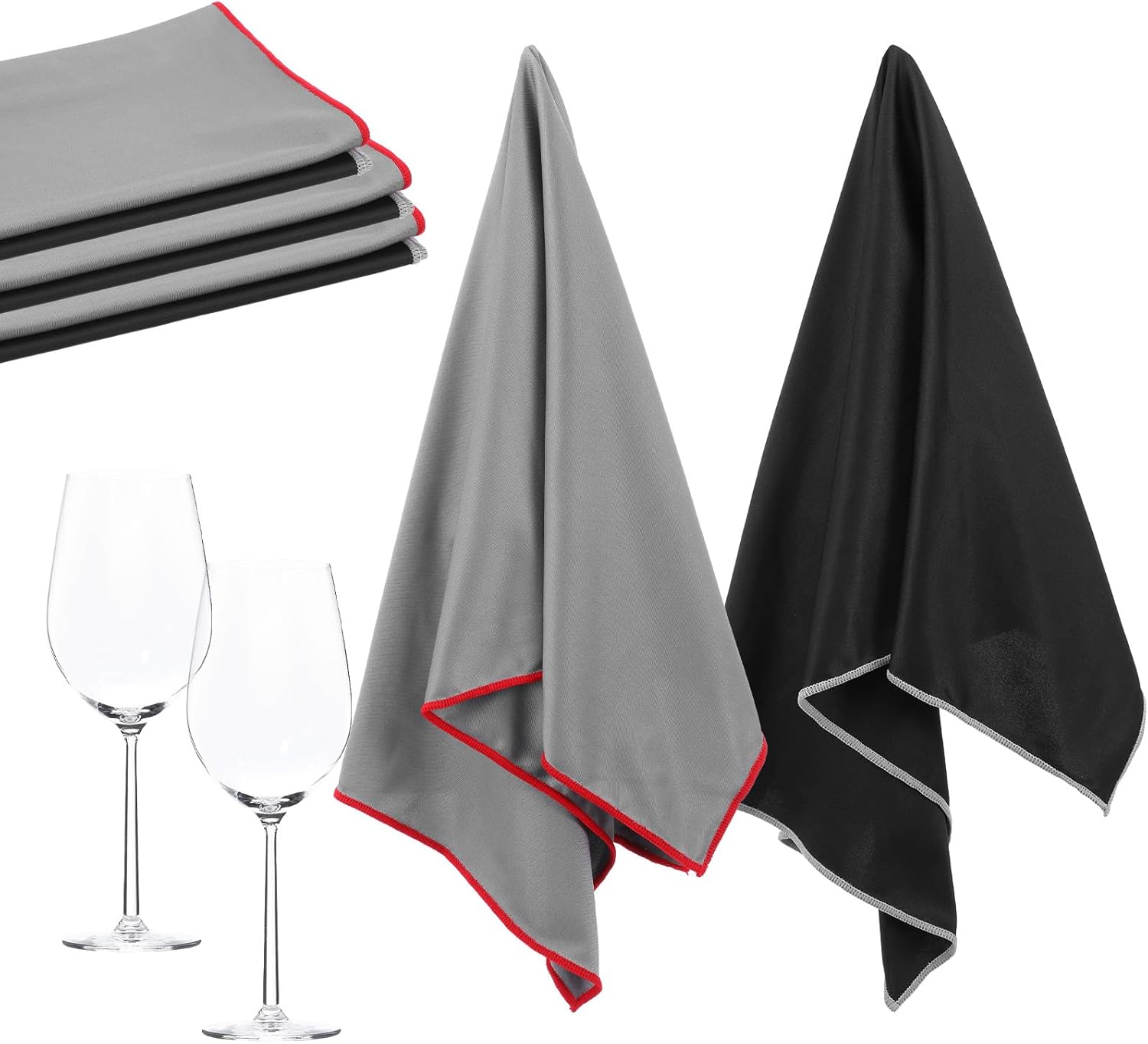 MAQUITA 6 Pcs Wine Glass Polishing Cloths Large Microfiber Cleaning Cloths 24 x 18 Inch Lintless Towels for Drying Wine Glasses Cleaning Window Stemware Dishes Glassware