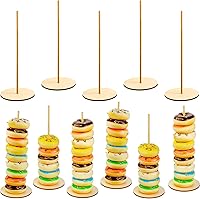 Vista 1 de Boao 5 soportes de madera para donas, soporte de exhibición desmontable para bodas, suministros de fiesta de cumpleaños (estilo redondo)