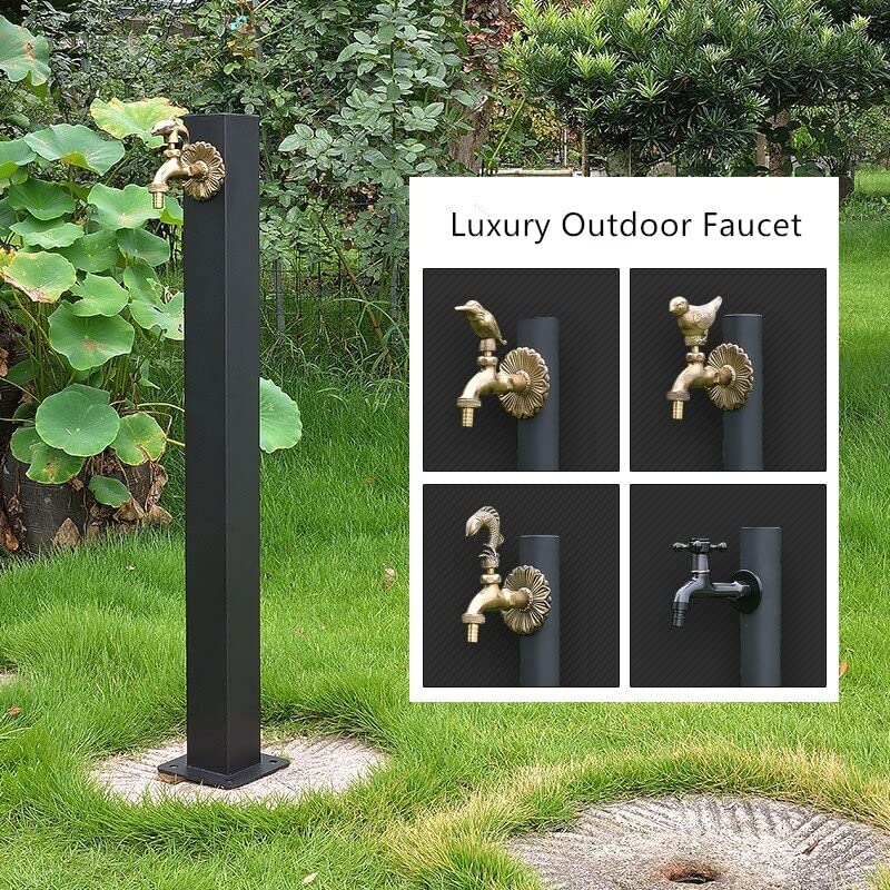Grifo de jardín de acero inoxidable negro estilo columna para exterior 3