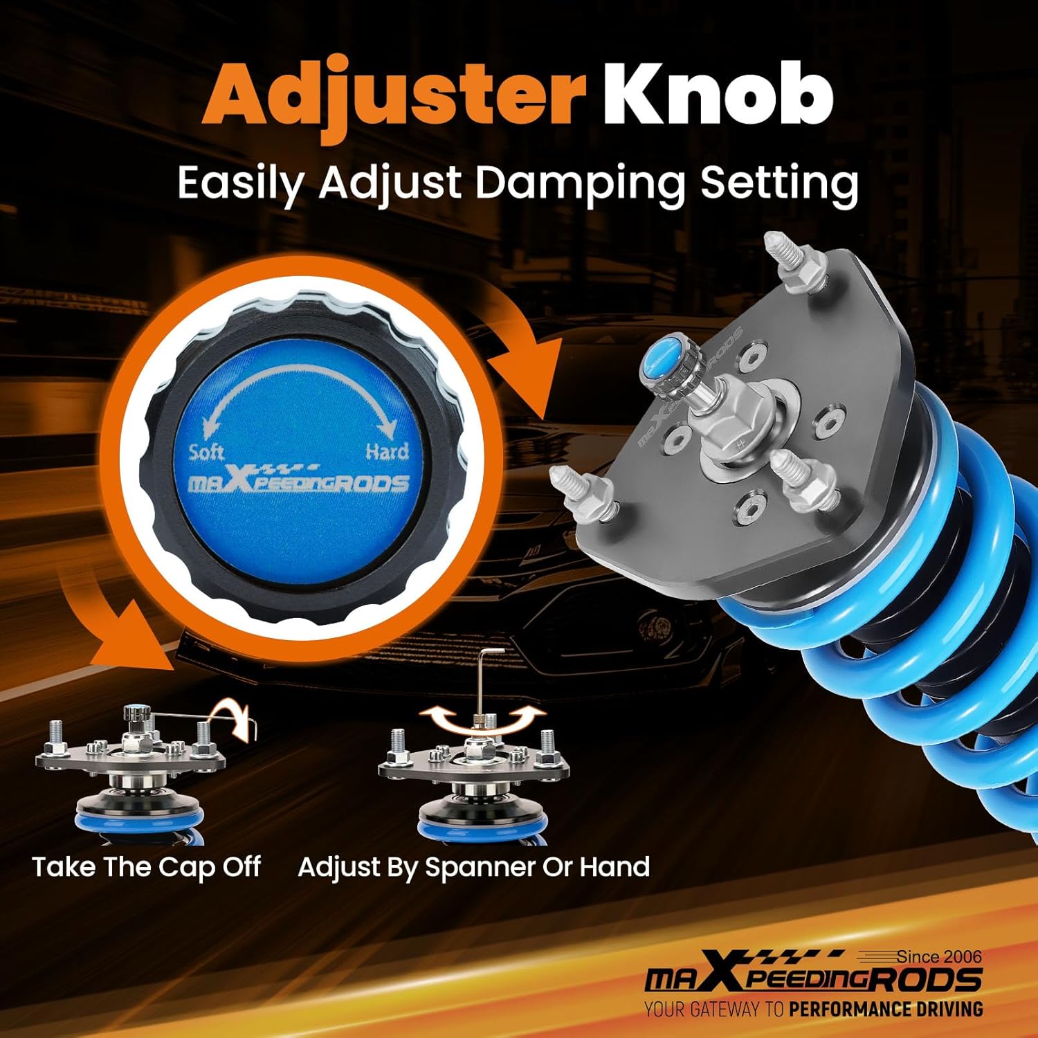 Adjuster knob for easily setting damping