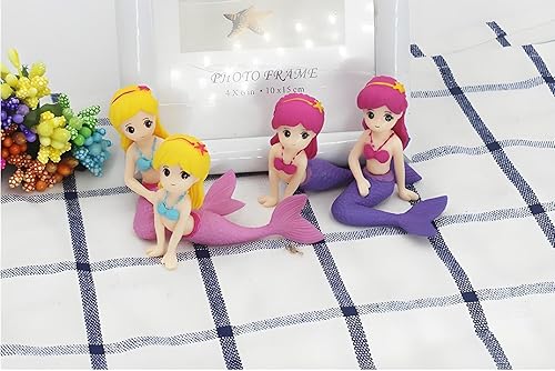 Miniatura 2 de 2 piezas de figura de sirena rosa para acuario, decoración de pecera de plástico, mini accesorio de micro paisaje para terrarios y jardines de hadas