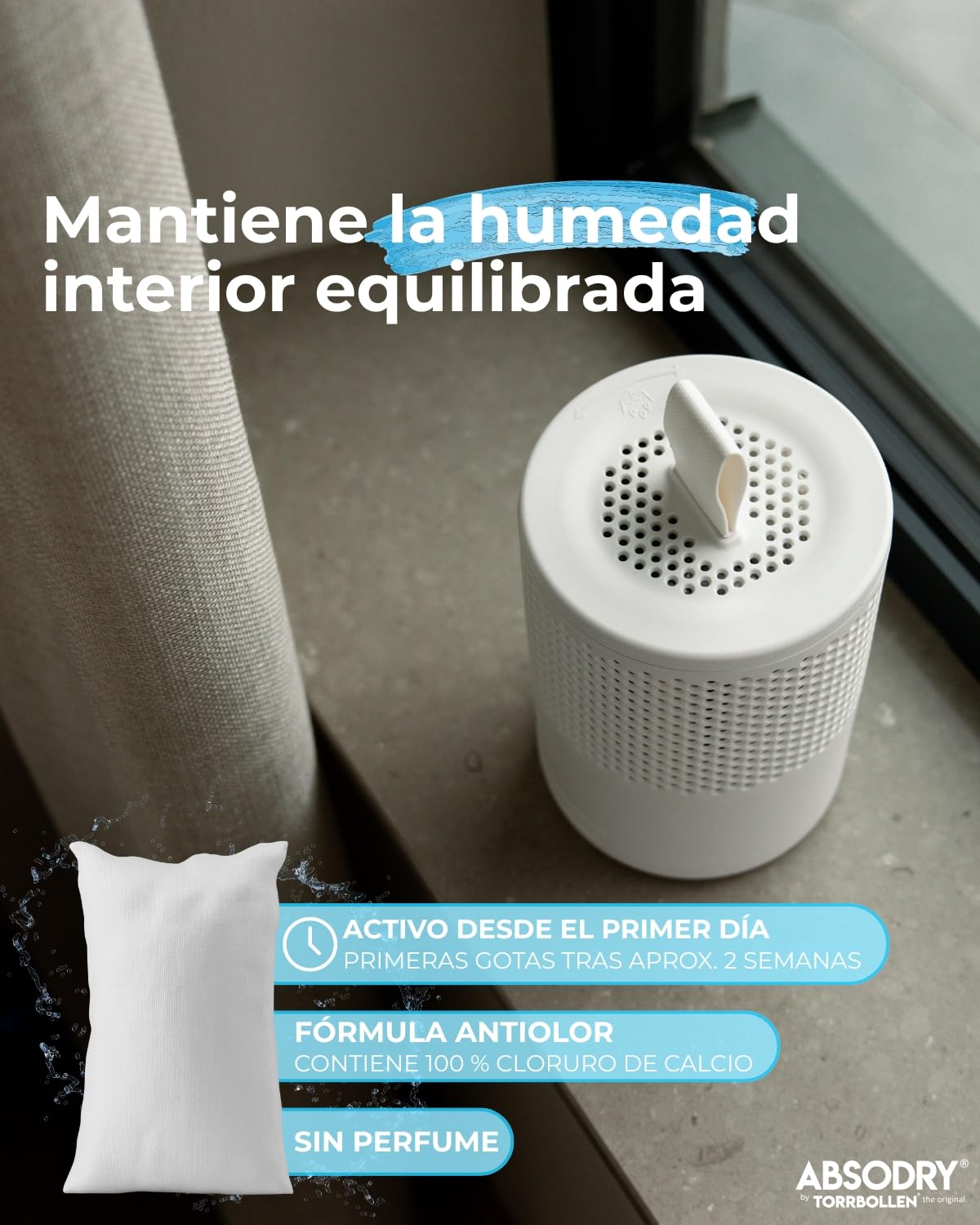 AbsoDry - Recambio Deshumidificador 8x600g - Compatible universalmente - Pastillas antihumedad recambio - Evita el olor y absorbe humedad - Absorbente de humedad en granulado