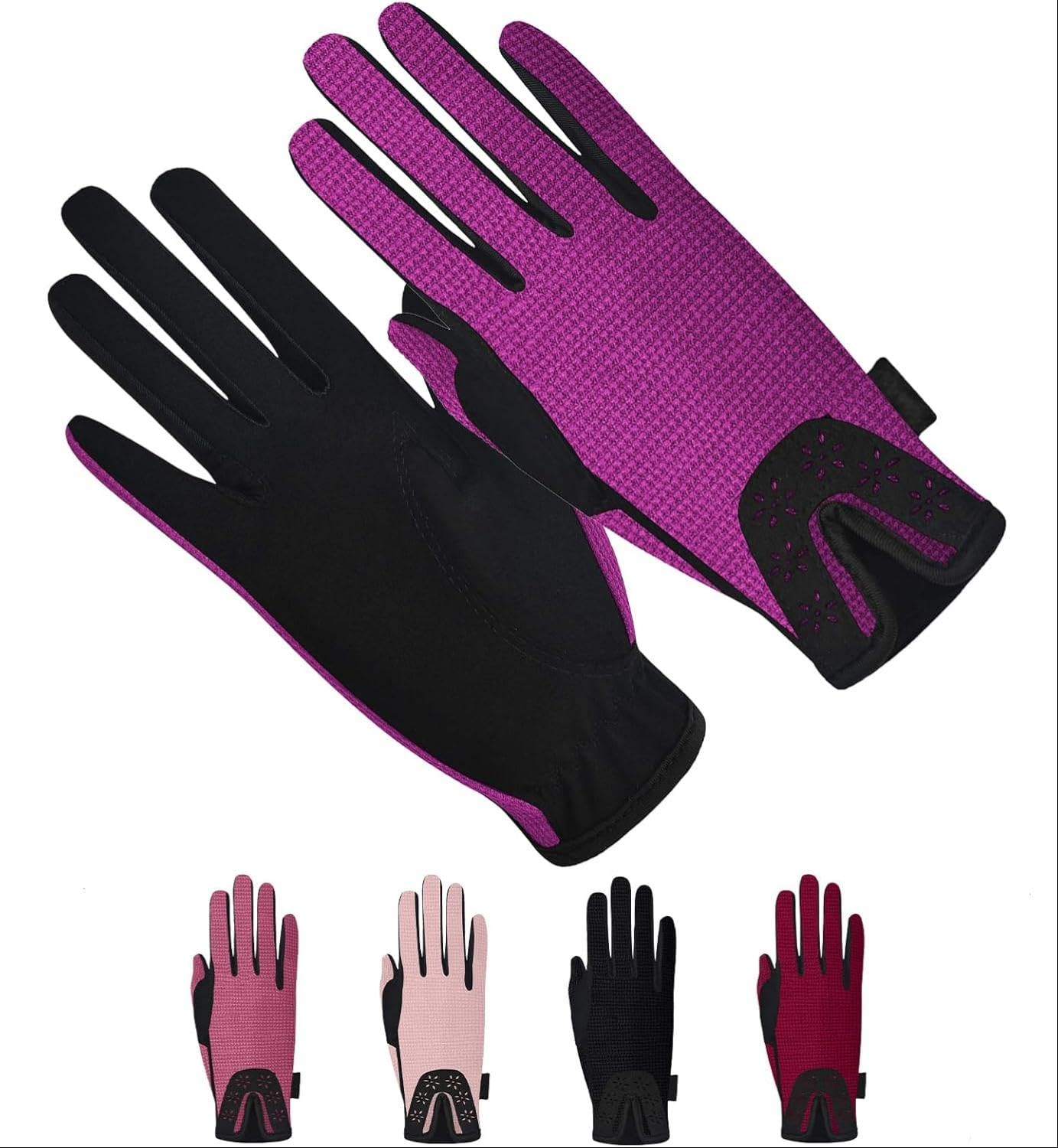 Thapower Guanti da equitazione da donna, guanti da equitazione invernali, per donne e ragazze, motivo stelle, ideali per ciclismo, giardinaggio