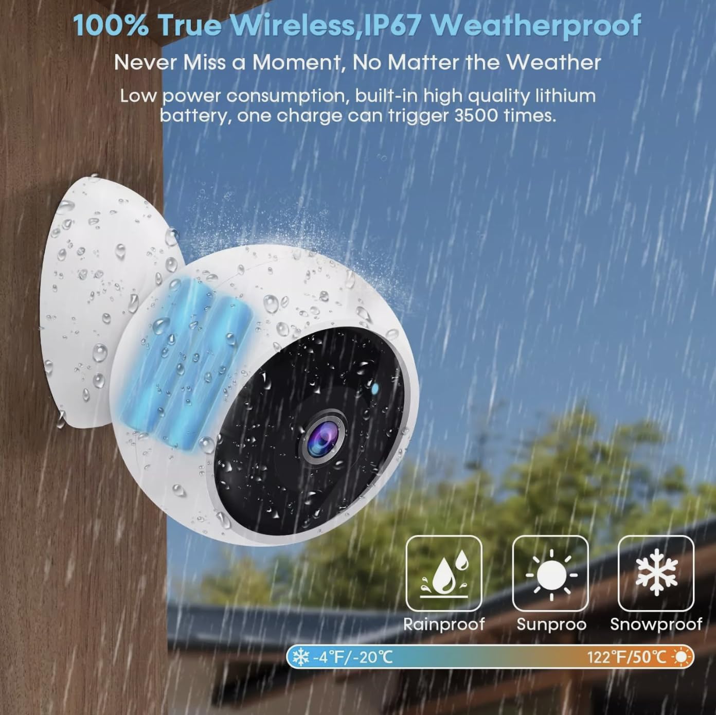VicoHome CG9 Bezprzewodowa kamera zewnętrzna – kamera bezpieczeństwa WiFi 2K HD, dwukierunkowe audio, kolorowa wizja nocna, zasilanie bateryjne, nagrywanie w czasie rzeczywistym, wodoodporna, Alexa