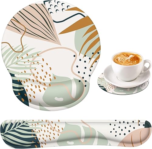 Miniatura 10 de iLeadon Alfombrilla de mouse con soporte para la muñeca, teclado y reposamuñecas, alfombrilla ergonómica con base antideslizante para computadora,