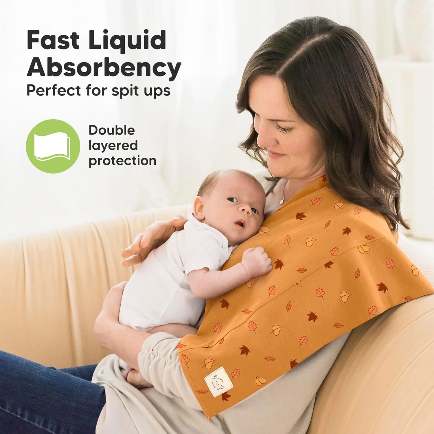 Organic Burp Cloths Baby Boy, Girl - 6-Pack Large 100% Cotton Burping Cloths for Babies, Spit Up Rags, Super Absorbent, Ultra Soft Newborn Rag, Gender Neutral, Machine Washable, Durable (Countryside) - Image 2