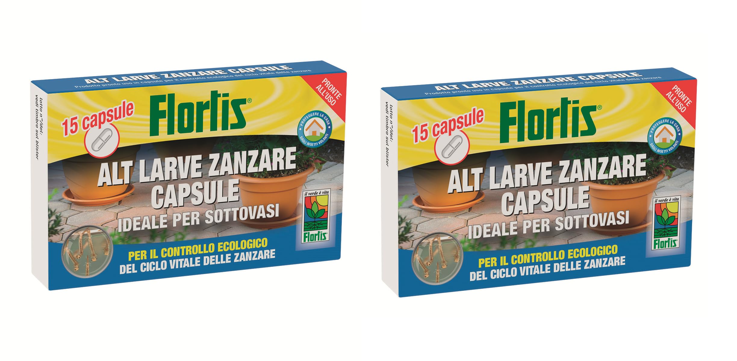 Flortis Alt Larve Zanzare 30 capsule solubili. Pastiglie antizanzare per tombini, sottovasi, acqua stagnante. Antizanzare da giardino. Larvicida zanzare. Prodotto antizanzare per giardino pronto uso.