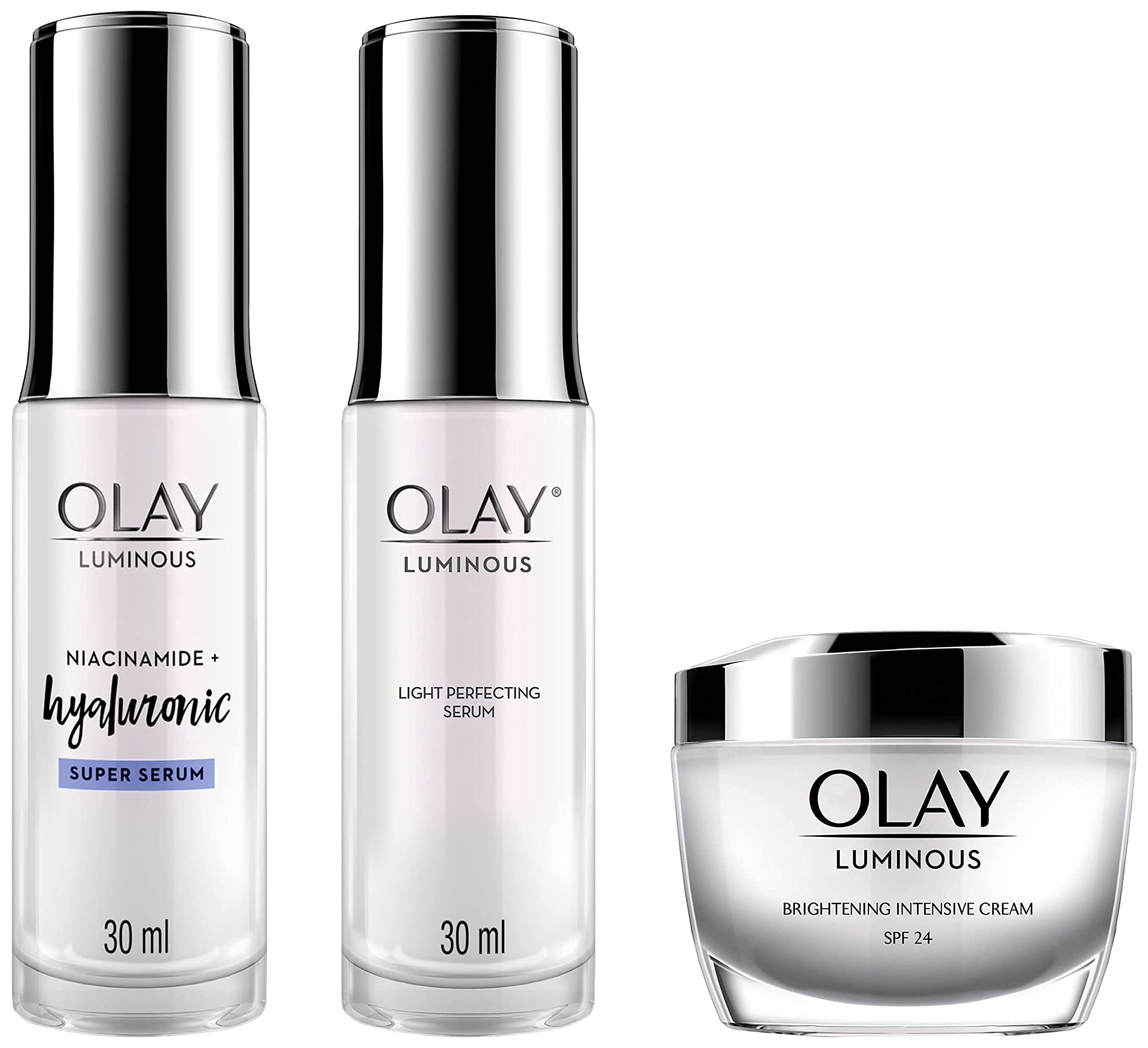 Olay Luminous Hyaluronic Acid Super Serum,30 ml&Olay Luminous Serum &Olay Day Cream: Luminous Moisturiser (Spf 15 PA++), 50 g