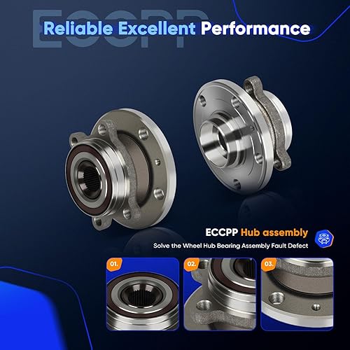 Miniatura 5 de ECCPP Cojinete de rueda y conjunto de cubo para VW para escarabajo CC para golf para GTI para Jetta para TIGUAN para Audi TT A3 Bujes de rueda 5