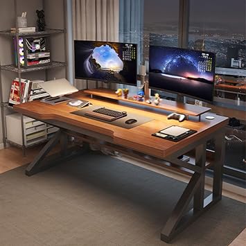 PC Desk, Learning Desk, Laptop Desk, Computer Desk for Home Working, Living Desk, Remote Work Desk, Computer Desk for Living Alone, Office Desk with Space-Saving Shelf, Desk for Home Working