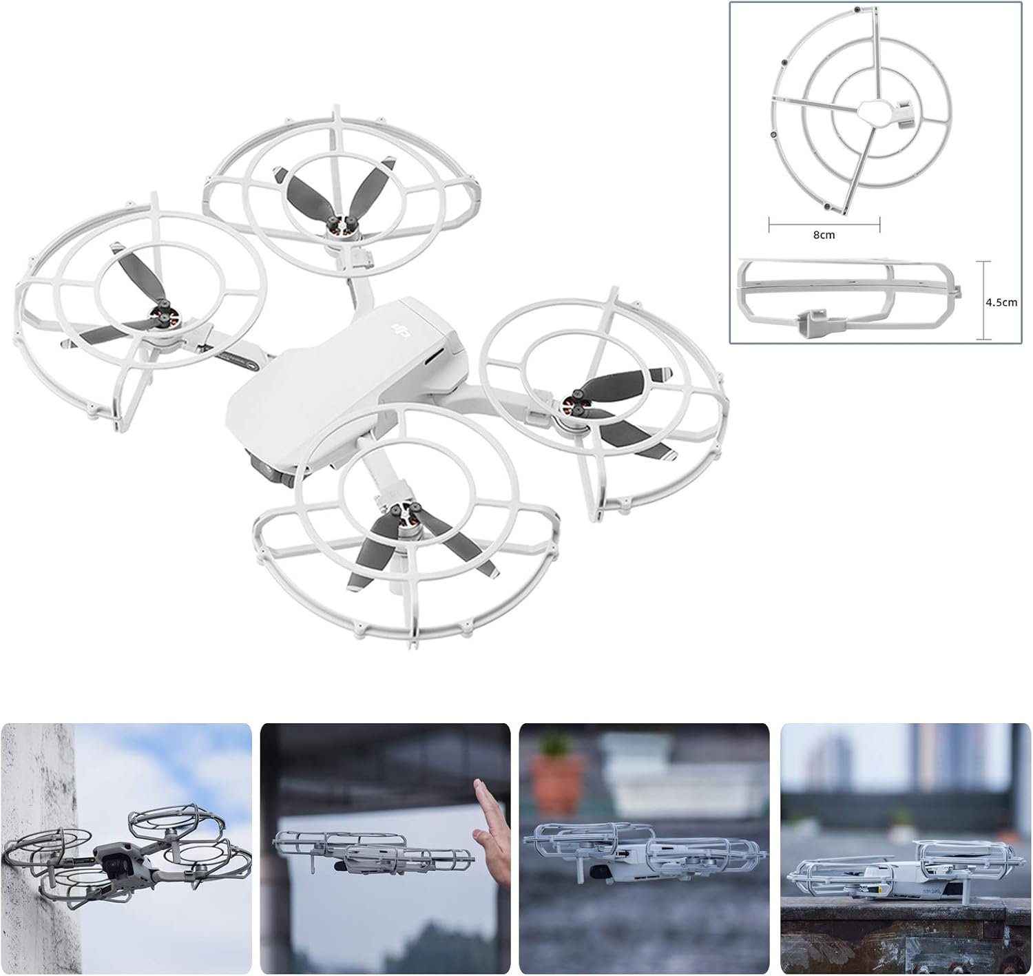 O'woda Mini 2 SE Protection Combo: Propeller Guard 360° Anti-Collision Ring + Sled Landing Gear Extended Leg Heighten + 2 pcs Propeller Holder Strap for DJI Mini 2 / Mini 2 SE/Mini SE Accessories