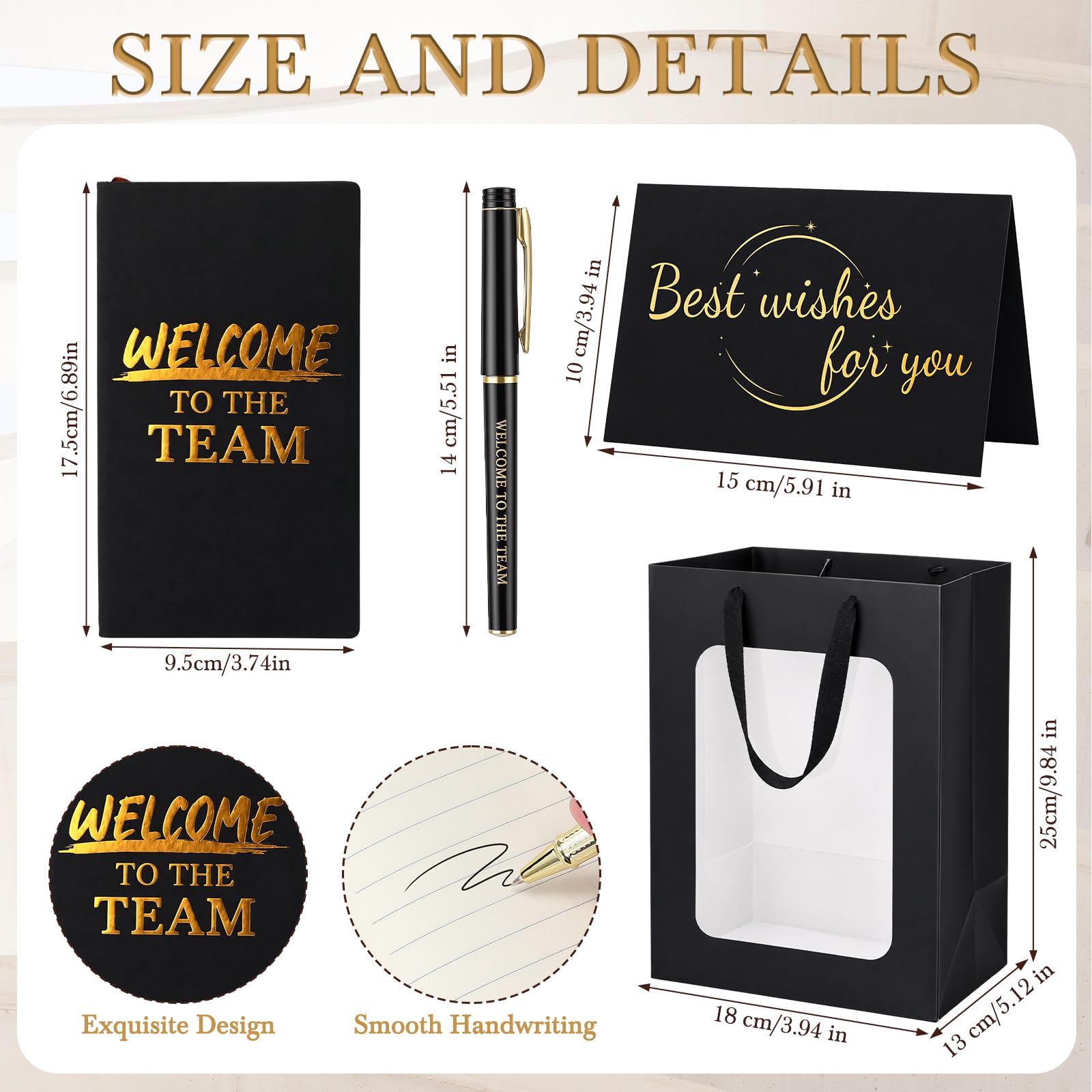 Lot de 6 cadeaux pour nouvel employé - Cadeau « Welcome to the Team » - 445 ml - Support pour téléphone - Pour carnet de notes inspirant - Sac en papier kraft - Cadeau de reconnaissance
