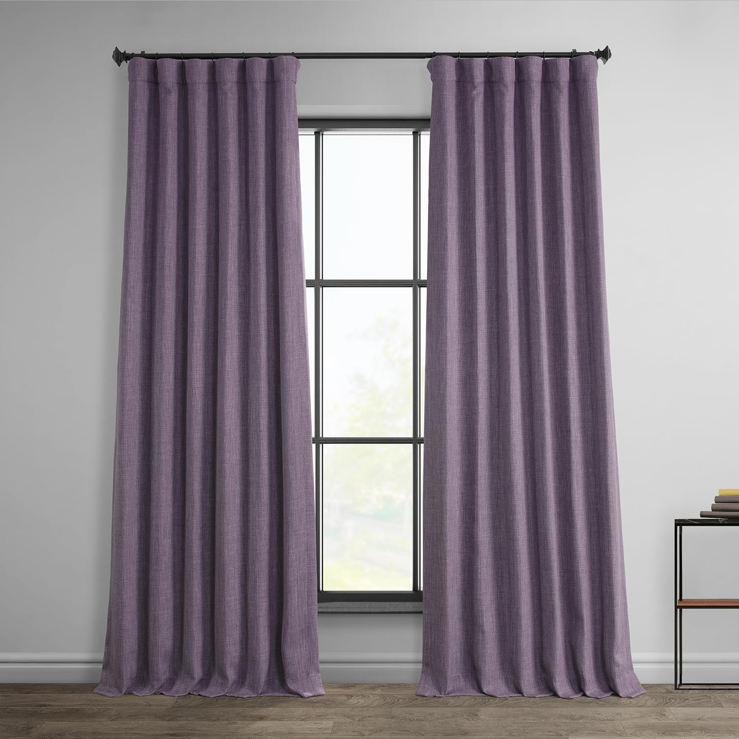 HPD Half Price Drapes Faux Linen Room Darkening Curtains - 120 Inches Long Luxury Linen Curtains for Bedroom & Living Room (1 Panel), 50W X 120L, Iris