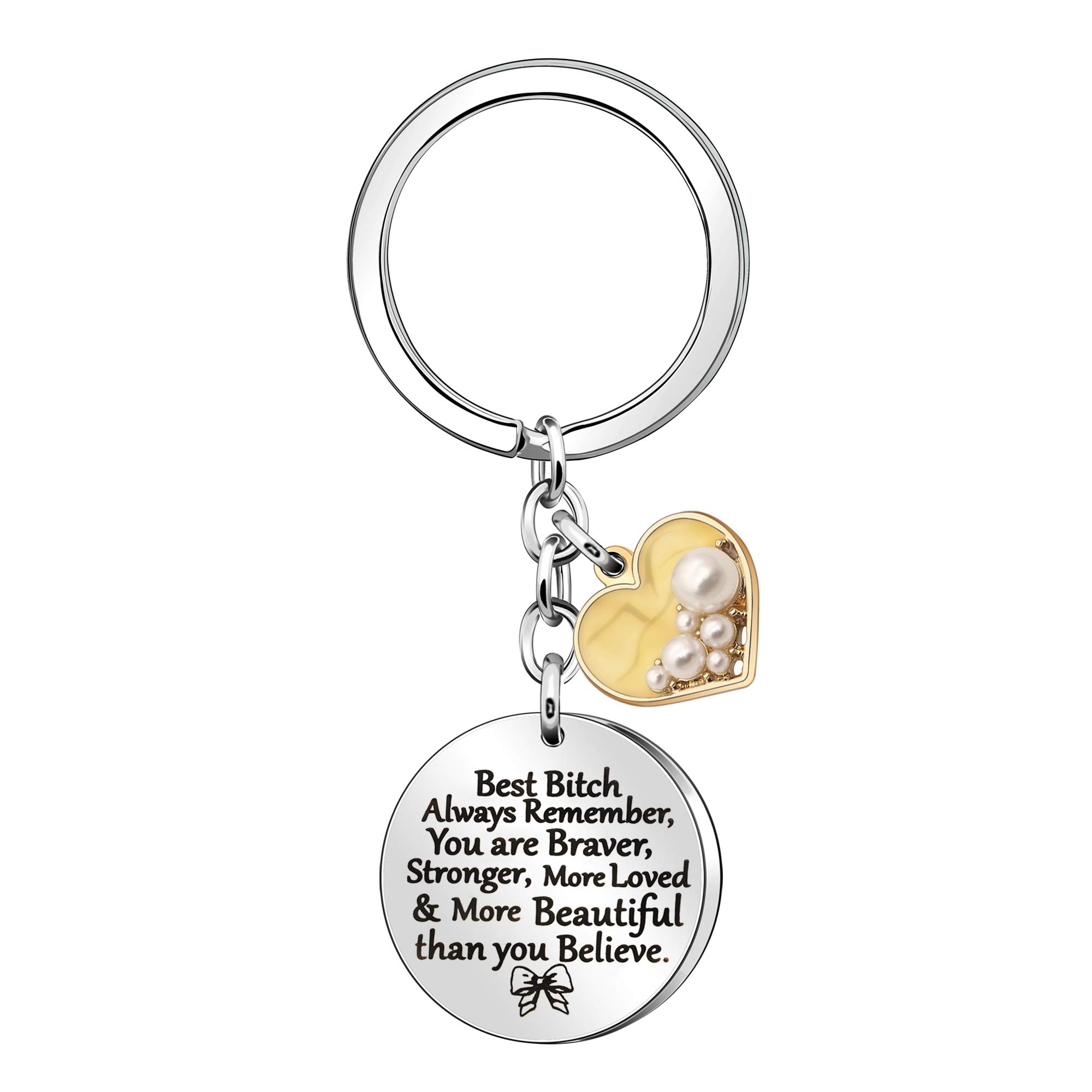 ACAROMAY Best Friend Key Chain Rings Keychain Inspirational Keyring Always Remember You are Braver More Loved Beautiful