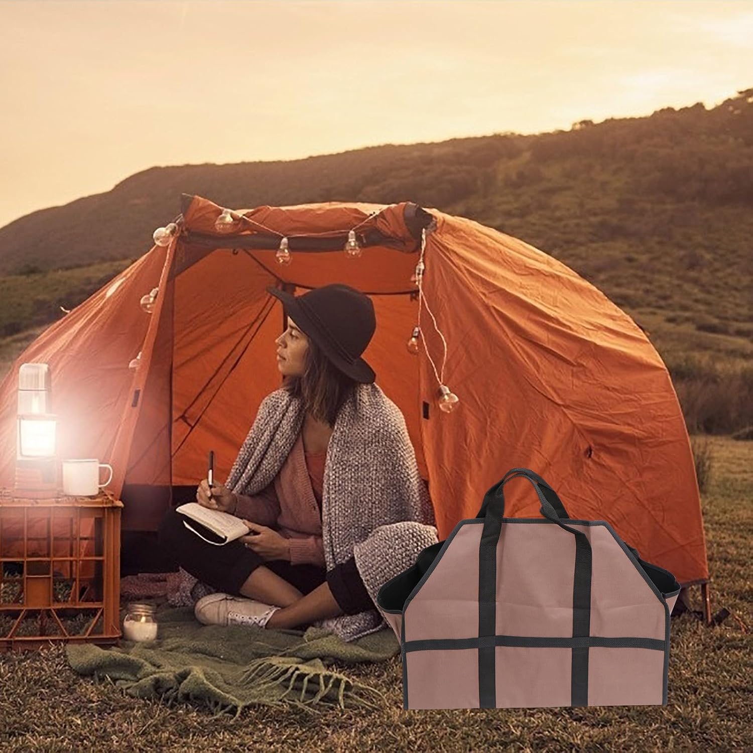BESPORTBLE Large Capacity Firewood Holder Log Tote Polyester Foldable
