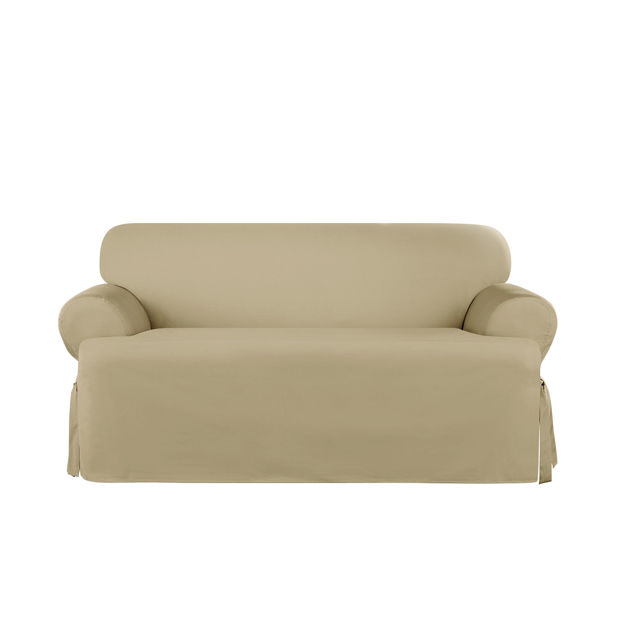 SureFit Heavyweight Cotton Duck T-Cushion Loveseat Slipcovers