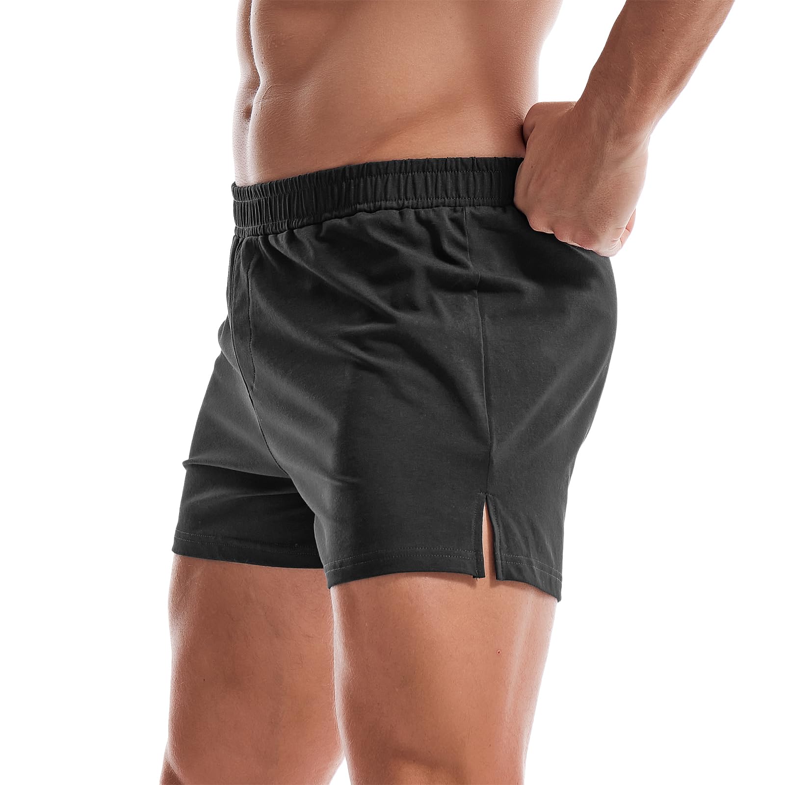 AMY COULEE Herren-Sport-Shorts, 7,6 cm, Bodybuilding, Workout-Shorts, leicht, für Laufen, Lounge, Baumwolle, Schlafhose