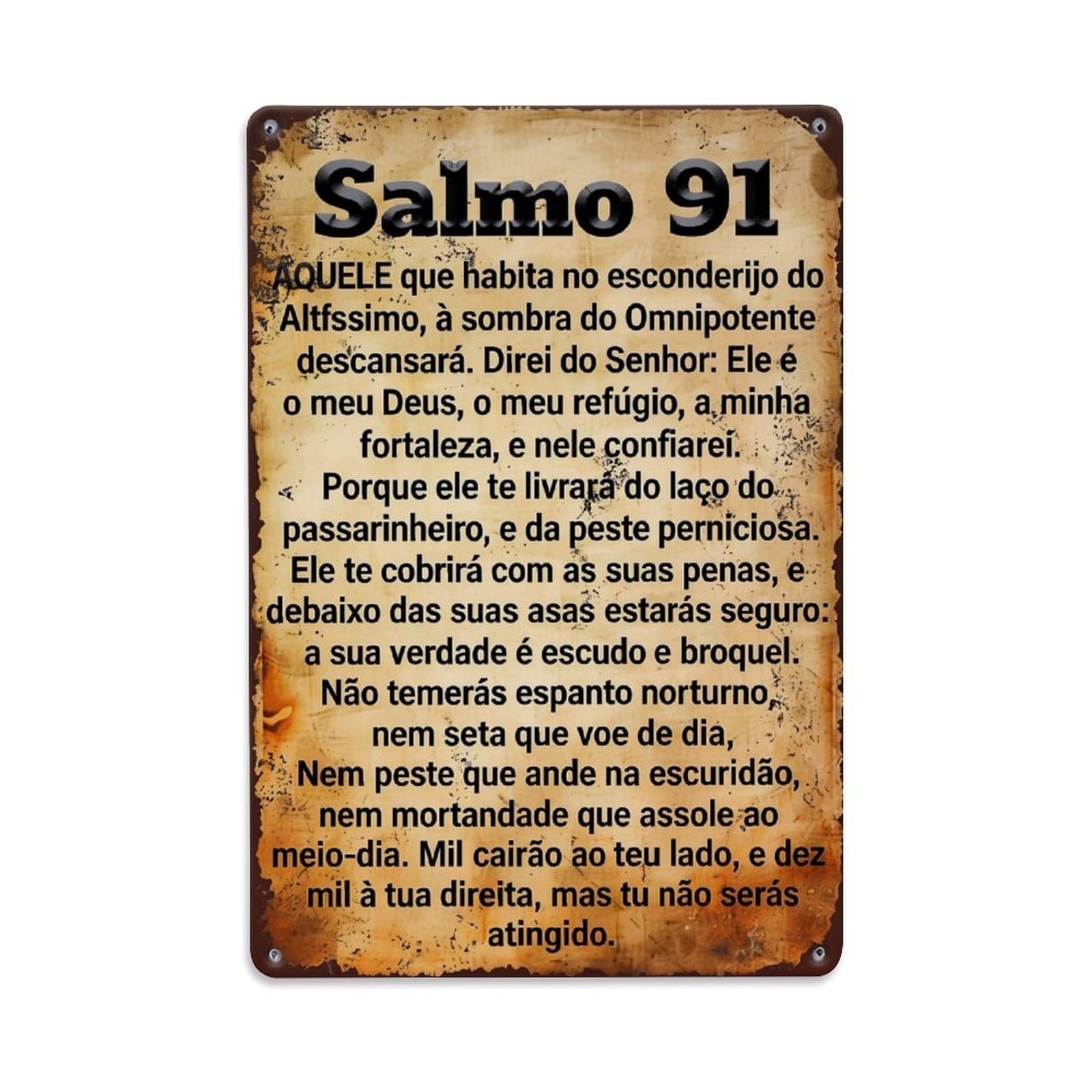 Jdfenggu Vintage Salmo Noventa Um Bible Verse Retro Metal Tin Sign, Metal Poster For Bar, Home, Man Cave, Kitchen, Laundry Room Art Decor 8X12 Inch