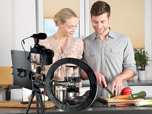 Miniatura 9 de Acuvar Kit de vlogging profesional para iPhone, Android y tabletas: luz de anillo, trípode, micrófono, control remoto, kit de creador de contenido,