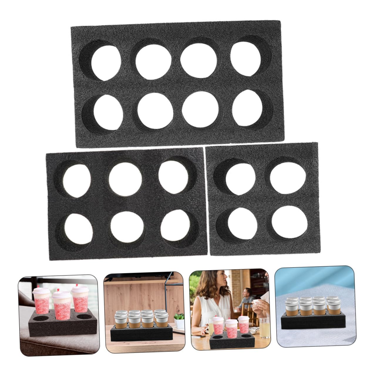 PRETYZOOM 3pcs Cup Holder Cups Holders Leakproof for Tea Drink Carriers Reusable Suction Drink Carrier Tray Beverages Coffee Cup Carrier Takeout Packing Supply Pearl re-usable