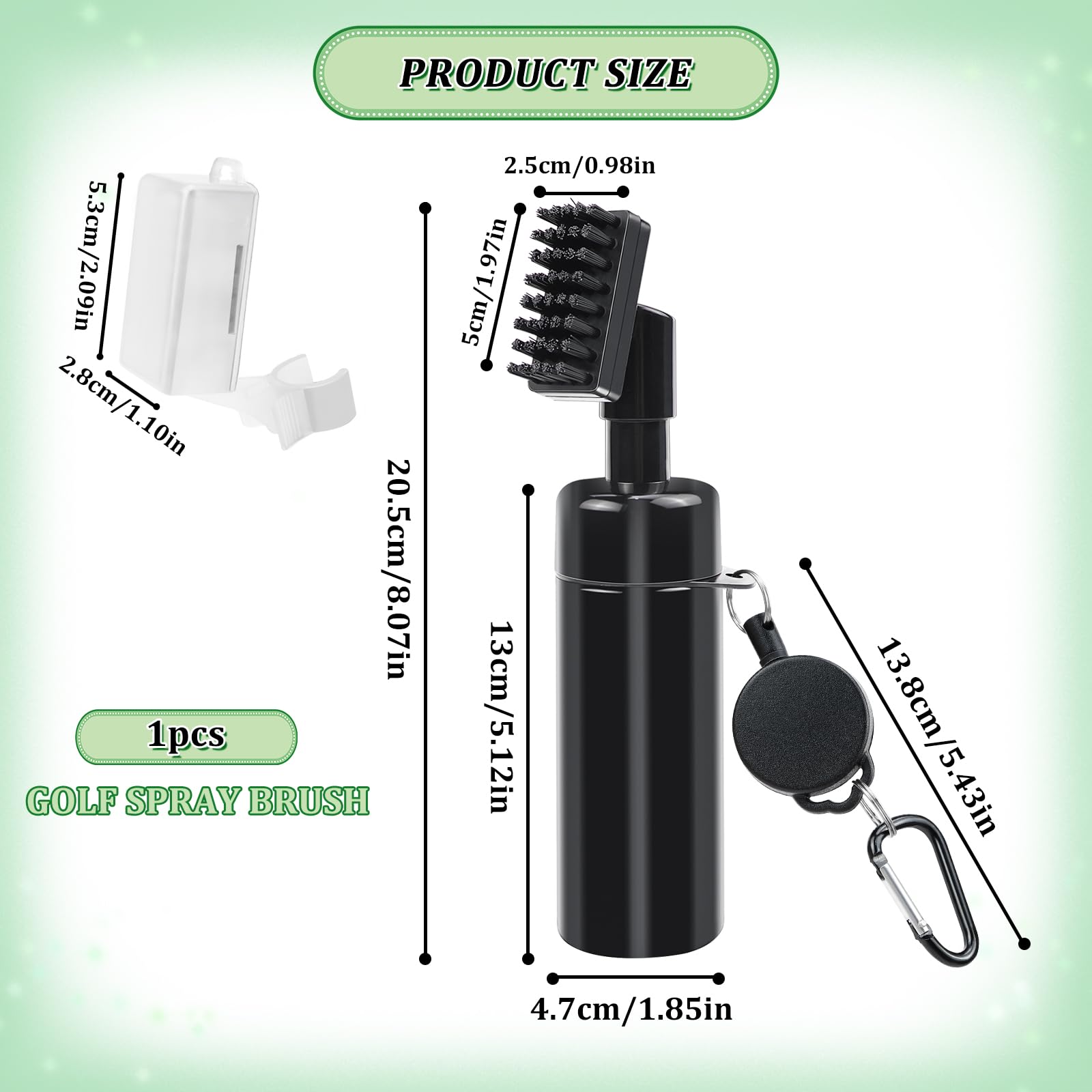 Spazzola per mazza da golf, per la pulizia delle scanalature, per golf, golf club, con spray d'acqua e ganci, accessorio da golf multifunzione per racchette da golf