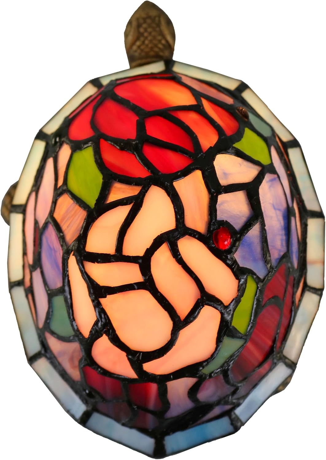 Dale Tiffany TA20109 Toto Turtle Floral Accent Lamp, Antique Bronze Multicolor