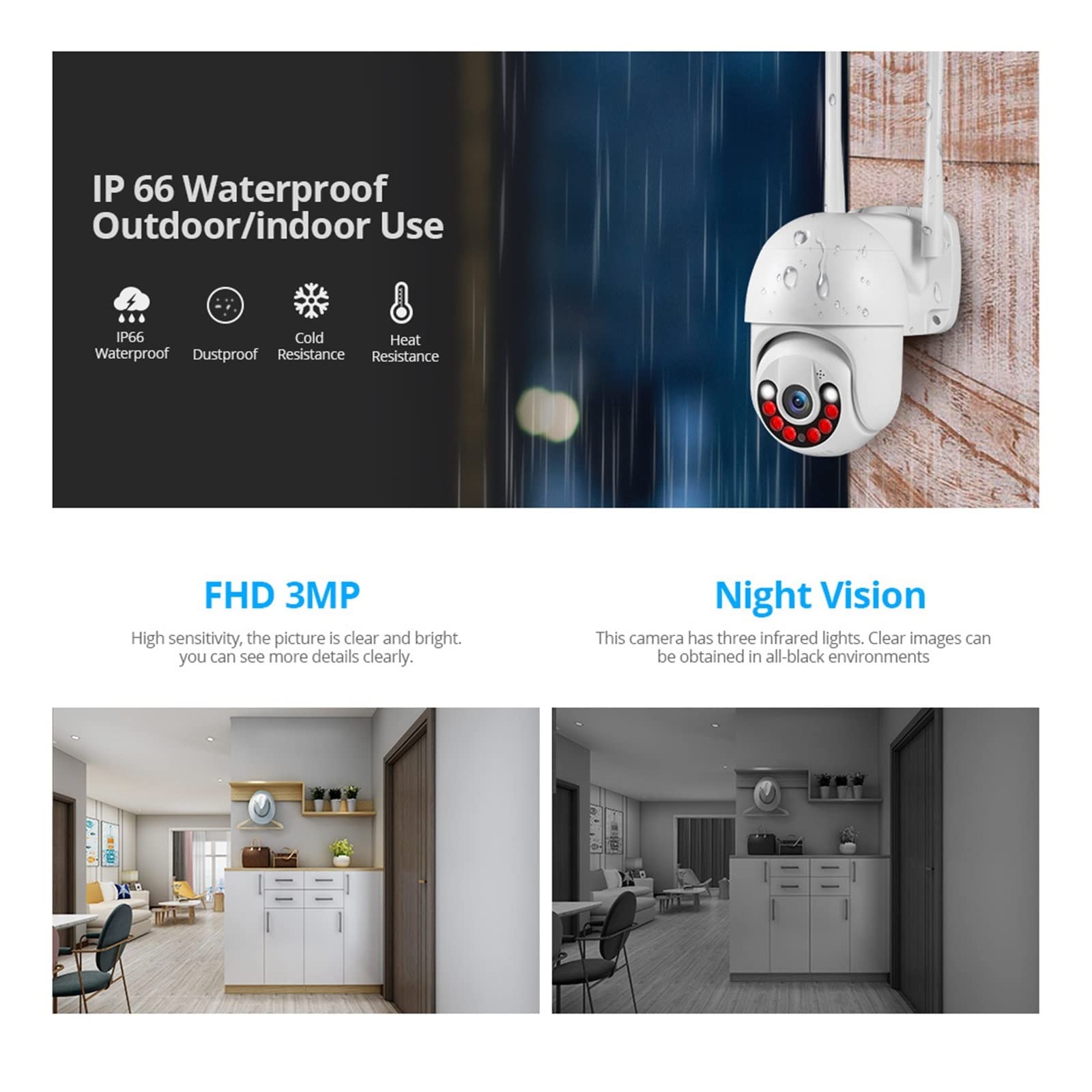 Sistema De Seguridad Con CáMara, H.265 3MP Full HD 8CH NVR inalámbrico Seguridad WIFI Sistema de cámara IP Kit Vigilancia al aire libre CCTV Grabador de audio y video facial Kit de videovigilancia ( S