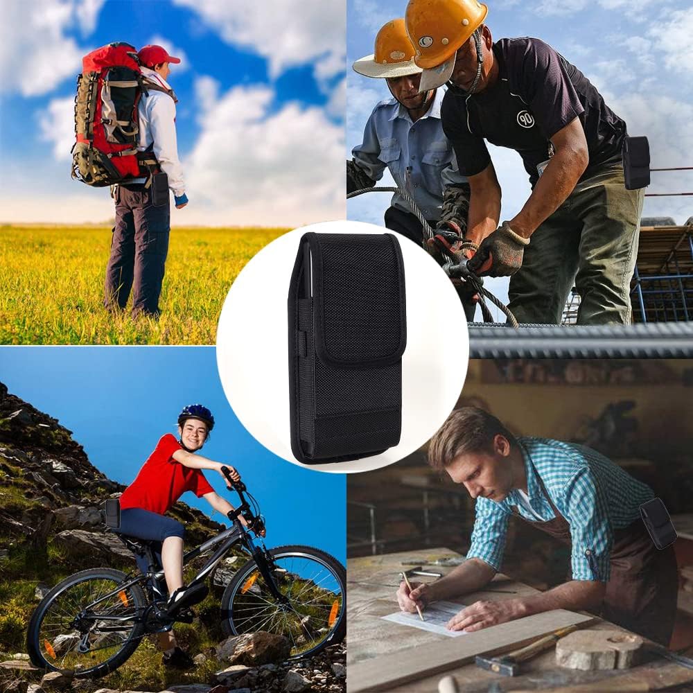 Holster for iPhone 17, 17 Pro, 16, 16 Pro 16e, 15, 15 Pro, 14 13 12 Pro, SE 2022 and Samsung Galaxy S25 S24 S23 S22 S10e A10e - Nylon Rugged Cell Phone Belt Holder for Men, with Clip Loop for Work - Image 2