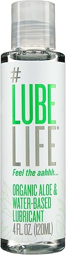 LubeLife Lubricante orgánico a base de aloe y agua, lubricante personal para mujeres, hombres y parejas, compatible con juguetes y condones,