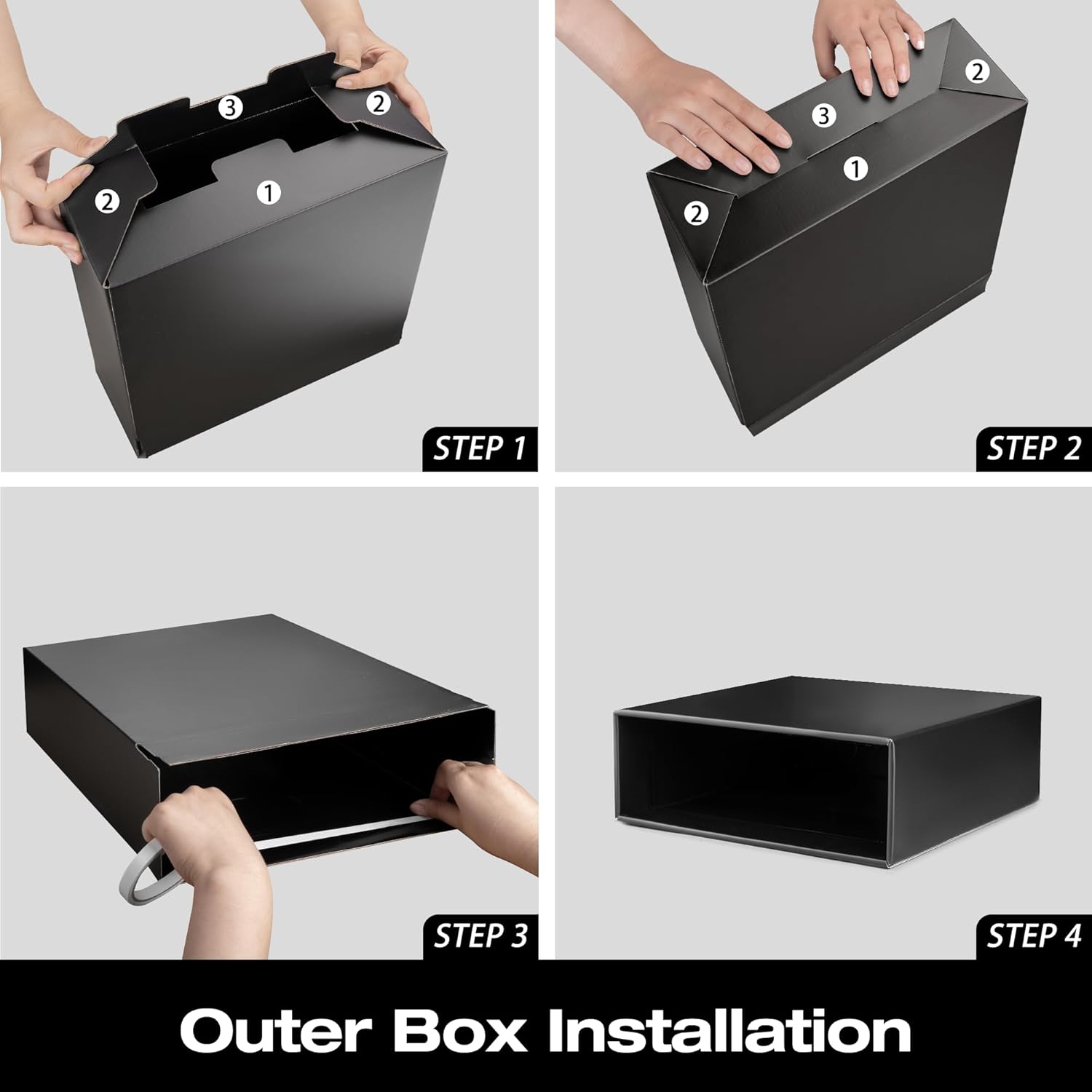 Trading Card Storage Box with 48 Dividers &12-600 CT Boxes, Fully Black Card Organizer Box with Scratch-Resistant Coating for MTG, TCG, Sport Cards, Trading Card Organizer with Labels & Tapes