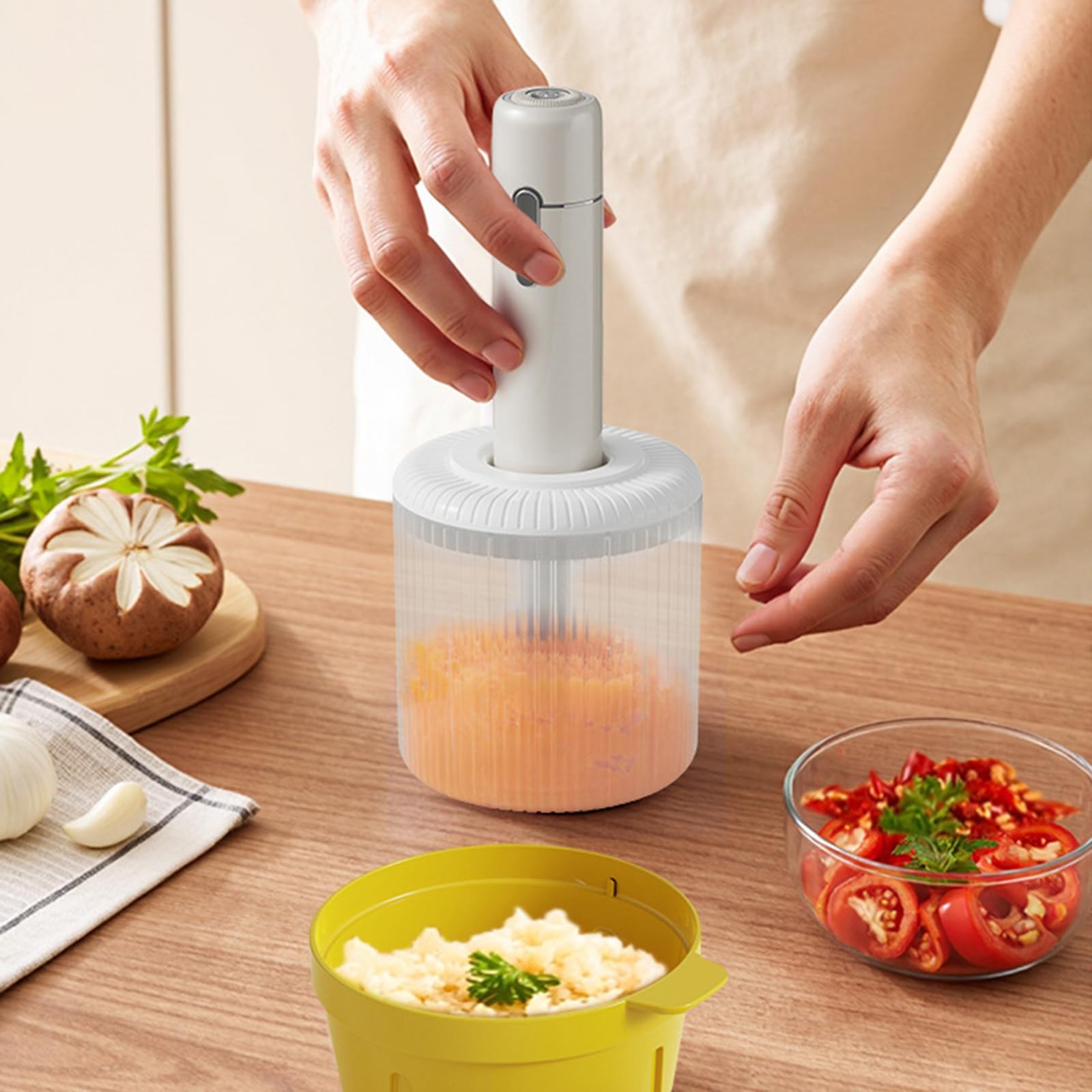 Dispositivo de cocina multifunción picadores eléctricos para carne, nueces vegetales, motor de bajo ruido, perfecto para apartamentos, espacio de nueces, verduras, bajo, multifuncional, silencioso