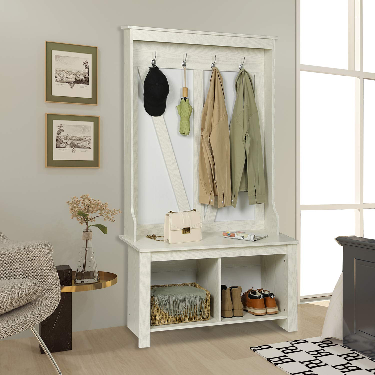 Buy Itaar Hall Tree with Storage Bench, Entryway Bench with Coat Rack