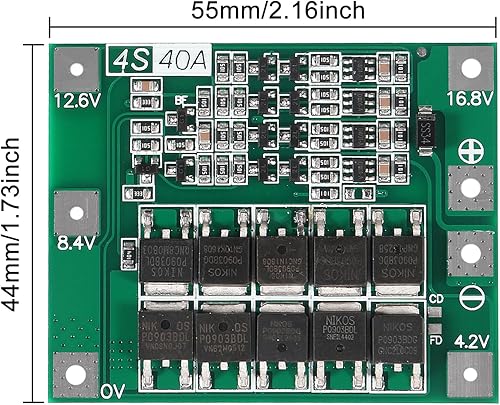 Miniatura 3 de 6 unids mejorado 4S 40A 16.8V 18650 batería de litio placa de protección PCB BMS cargador protección circuito equilibrio módulo de carga