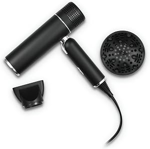 StyleCraft Ace Foldable Lightweight Hair Dryer with Powerful Motor with Diffuser and Concentrator Nozzle