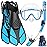 Ubekezele Snorkeling Gear for Adults Men Women,4 in 1 Snorkel Set with Panoramic View Diving Mask Anti-Fog Anti-Leak,Dry Top Snorkel,Fins and Travel Bag for Swimming,Snorkeling and Travel Diving