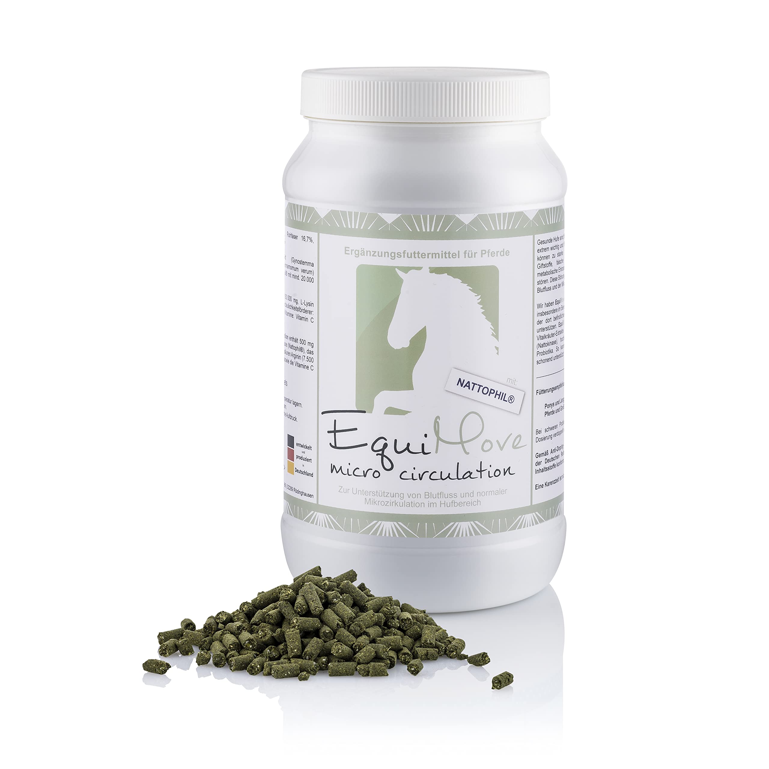 Micro Circulation (1,5 kg), Ergänzungsfuttermittel zur Unterstützung von Blutfluss und Zirkulation, mit Jiaogulan, exklusivem Nattophil und Arginin, auch bei Rehe (Laminitis) verträglich