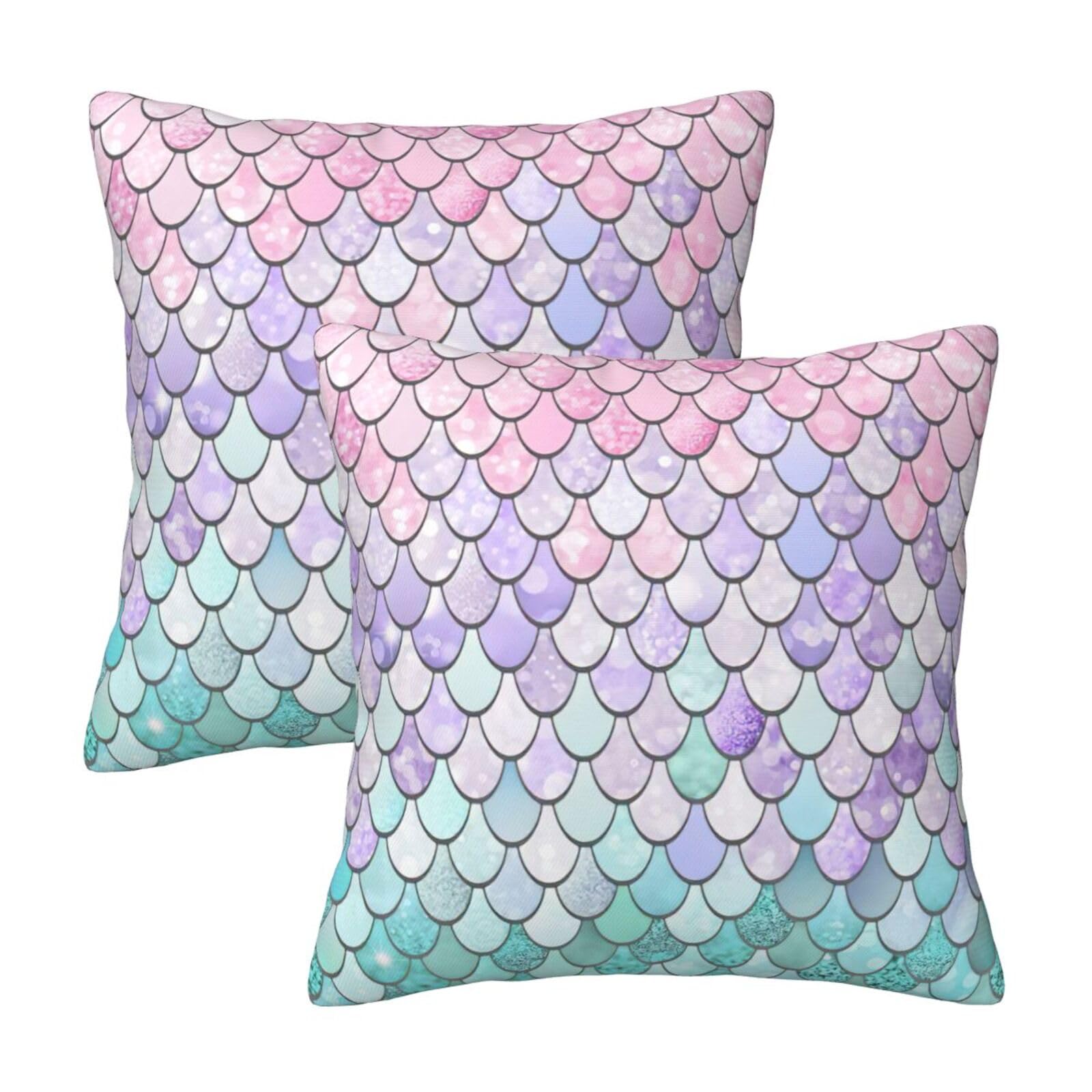 RRhgipp Mermaid Pastel Pink Purple Aqua Tea Throw Pillow Cases Decorative Cushion Covers Couch Bed Sofa Decoration Xmas Gifts Bed