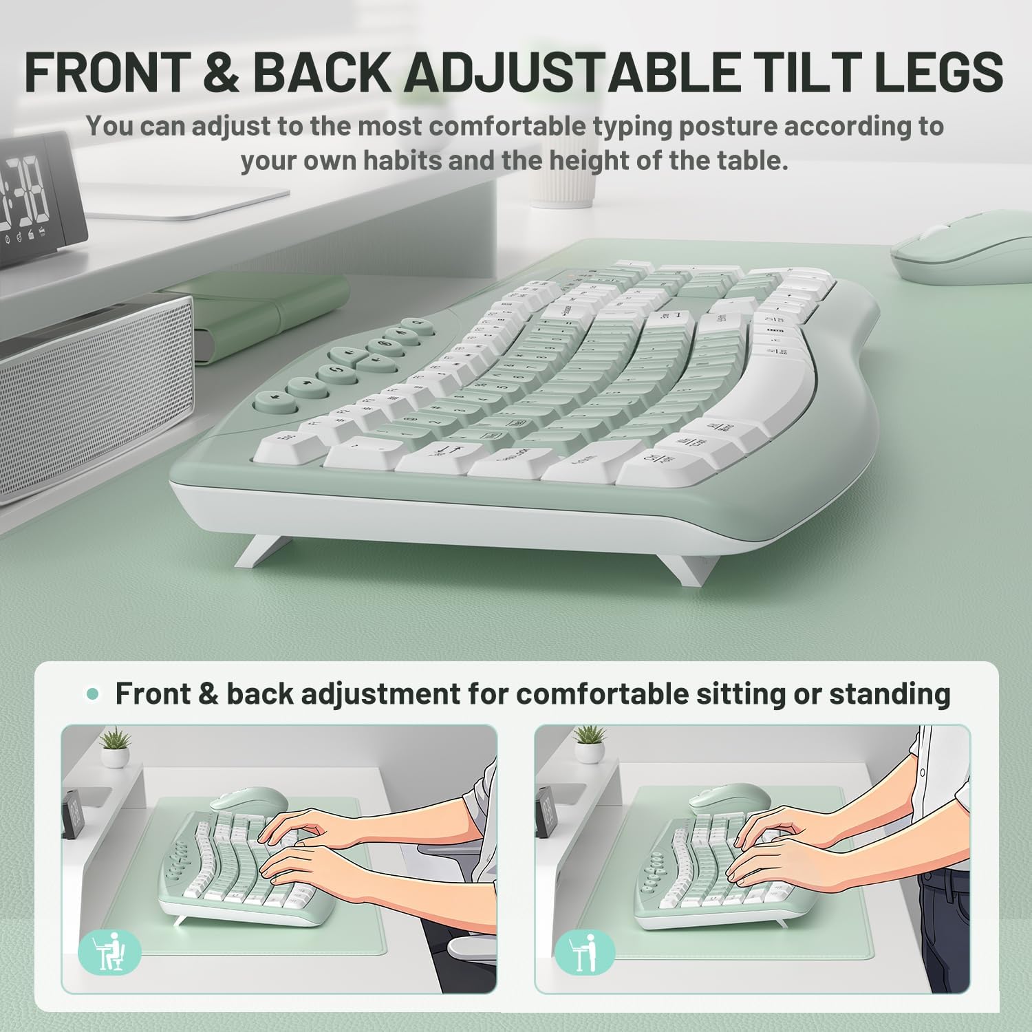 Wireless Keyboard and Mouse Combo,2.4G Full Size Ergonomic Curved Silent Keyboard with Fn Multimedia Keys for Office and Home, 3-DPI Quiet Mouse for Windows,Mac OS Desktop/Laptop/PC(Avocado Green-A) 6 71Z0ZLL1LGL. AC SL1500