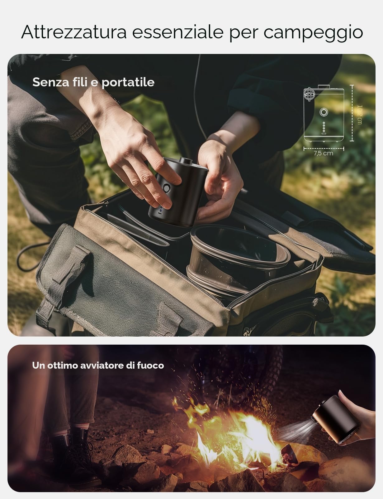 QPAU Pompa Elettrica, 5000mAh Pompa Elettrica per Materasso Gonfiabile, Gonfiatore Sgonfiatore a Riempimento Rapido Gonfiatore Elettrico Portatile con 3 Ugelli per Materassino Campeggio