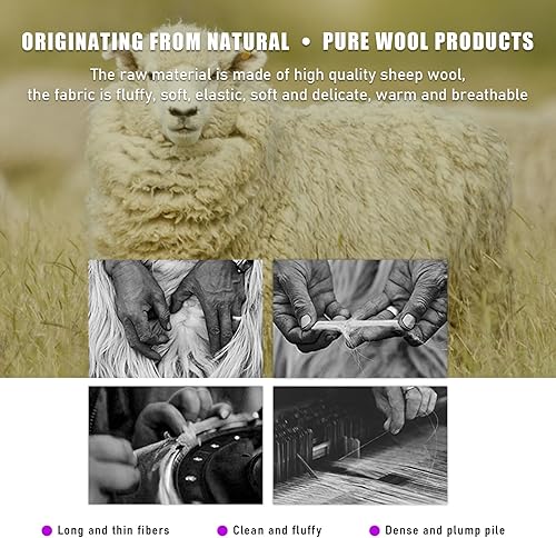 Miniatura 3 de Ziciner 3 fundas de lana para volante con funda mullida para freno de mano y funda para palanca de cambios, protector suave y esponjoso universal de