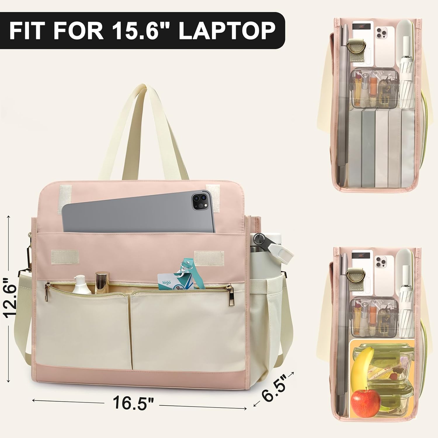 PASMAN Lunch Bag for Women, 15.6" Laptop Tote with Insulated Lunch Box Compartment for Nurse, Teacher Work Office Outdoor