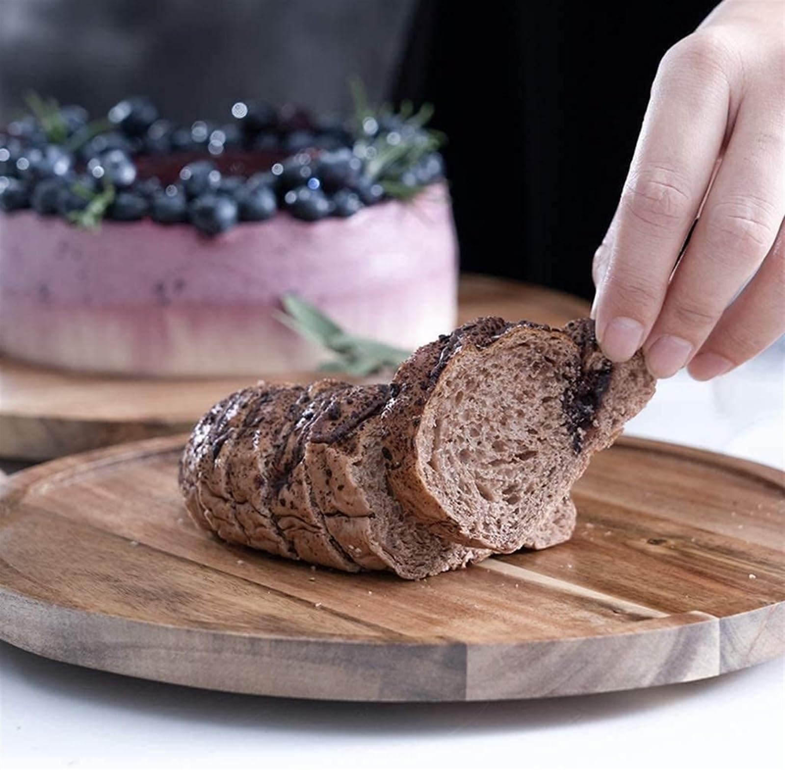 Uchwyt na ciasto stojak na ciasto z litego drewna taca do degustacji taca do dekoracji owoców drewniana okrągła taca z uchwytem okrągłe pudełko na ciasto