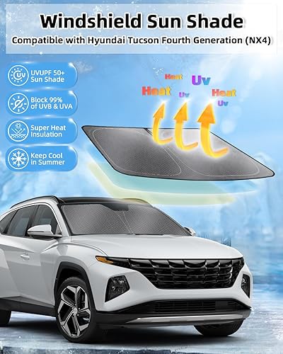 Miniatura 2 de Mixsuper Liner Parasol para Parabrisas para Hyundai Tucson 2022-2026 Parasoles para Parabrisas para Accesorios Tucson Parasol Plegable Visera Solar