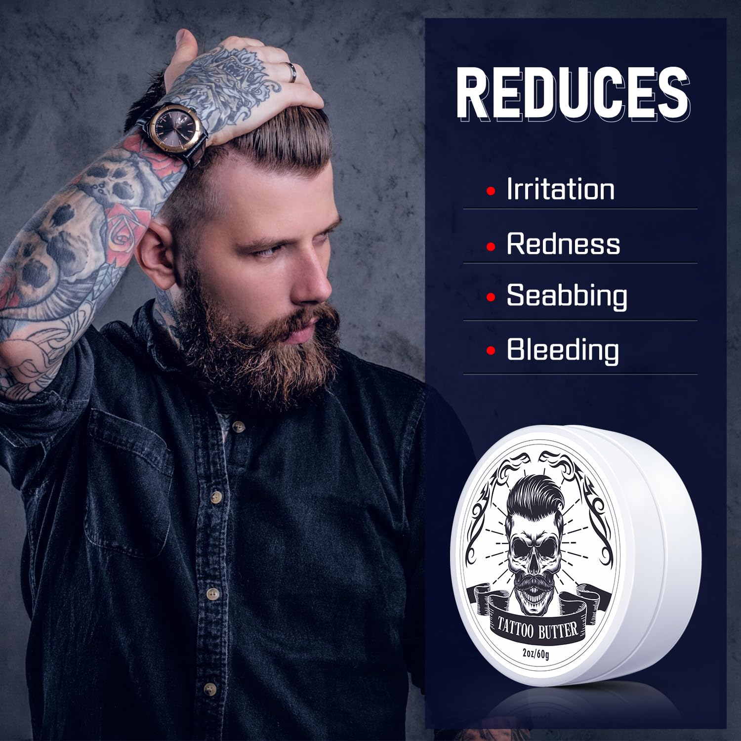 Crema de cuidado posterior de tatuaje FUNAN, bálsamo natural para antes, durante y después del proceso, 2 oz