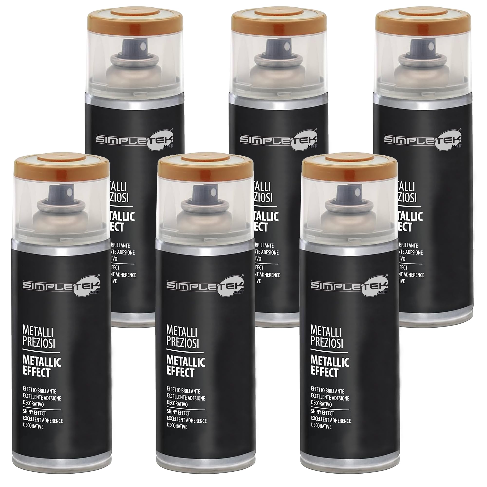 Peinture aérosol cuivre métallisé Simpletek V400MET.1 vernis brillant miroir pour fer 400ml