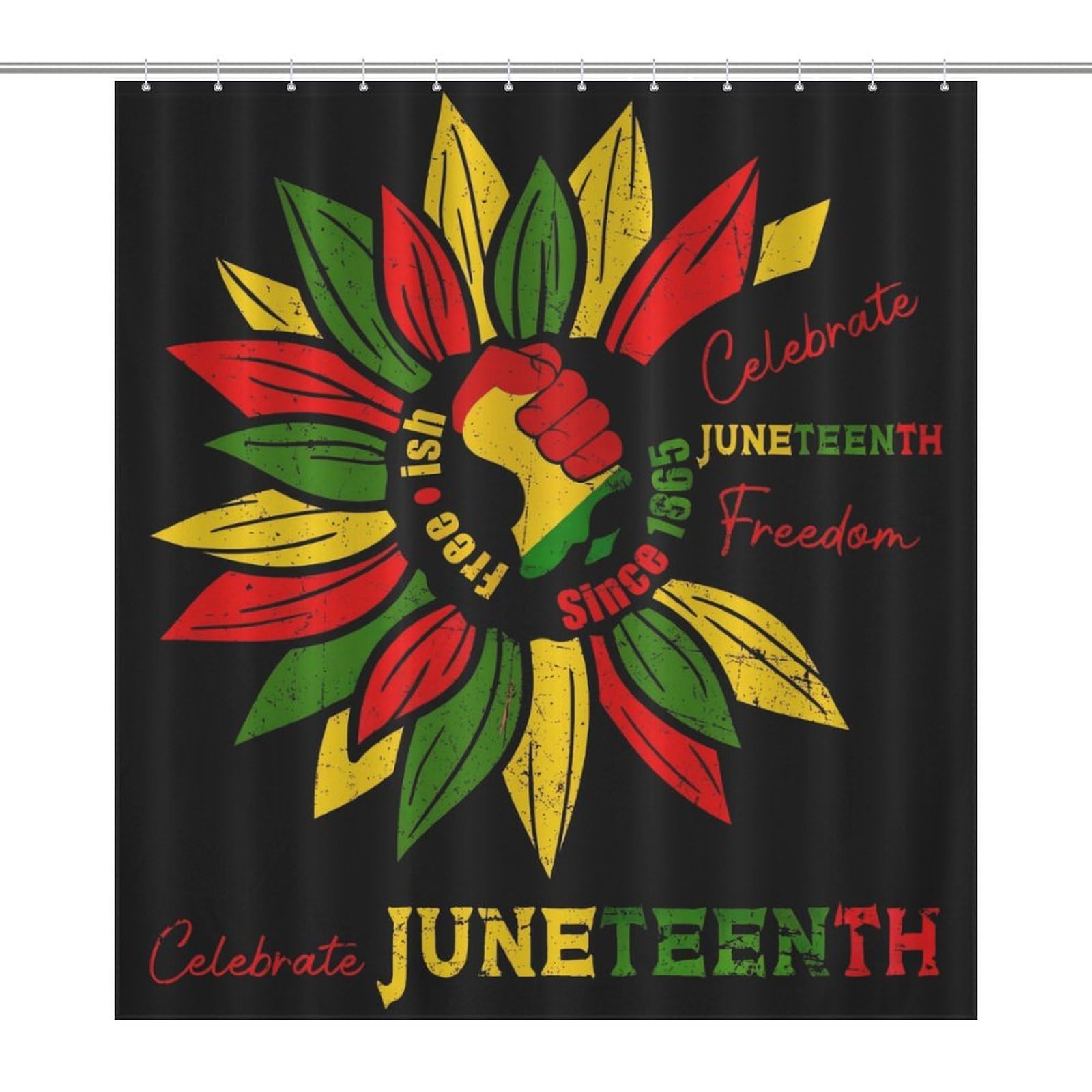 Oudrspo Sunflower Juneteenth Black History Month Shower Curtain Modern Bath Curtain Bathroom Decor Set with 12 Hooks 60 X 72 Inch
