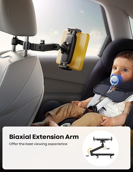 Lamicall Lamicall Car Headrest Tablet Holder - [Extension Arm] Adjustable iPad Car Mount for Back Seat, Road Trip Essentials for Kids, 4.7-11" Tablet iPad Pro, Air, Mini, Galaxy, Fire, Black in use
