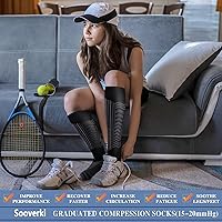 Vista 66 de Calcetines de compresión y circulación para mujer y hombre (3 pares), para enfermería, correr, viajar, calcetines hasta la rodilla